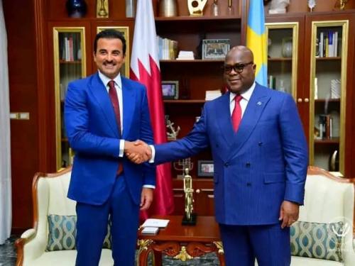 Félix Tshiseked a recu son Altesse Sheikh Tamim, l’Émir du Qatar en visite officielle à Kinshasa